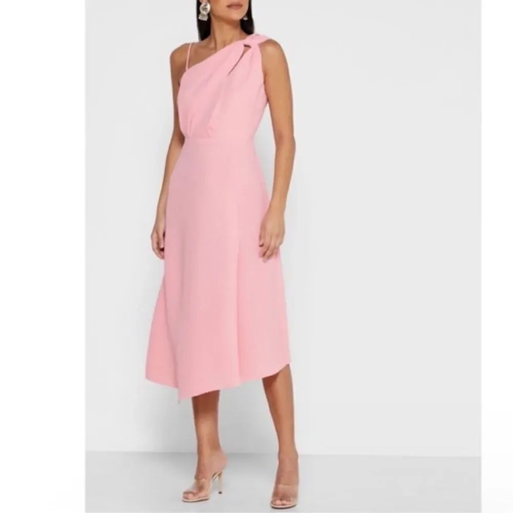 NWT Reiss Deliah Knotted Shoulder Aymmetrical Link MIDI Dress Size 6